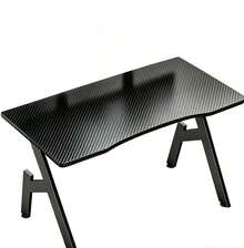 32 Inch A-Shaped Gaming Desk With Carbon Fibre Surface - Ergonomic PC Workstation For Home Office & Simple Gaming - Black - View 2