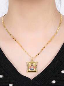 Women Vintage Gold Tone Jesus Image Pendant Necklace Retro Religious Faith Jewelry Women Vintage Gold Tone Jesus Image Pendant Necklace Retro Religious Faith Jewelry Retro Gold Jesus Pendant Necklace Women Religious Jewelry Gift Idea - Yellow Gold - View 2
