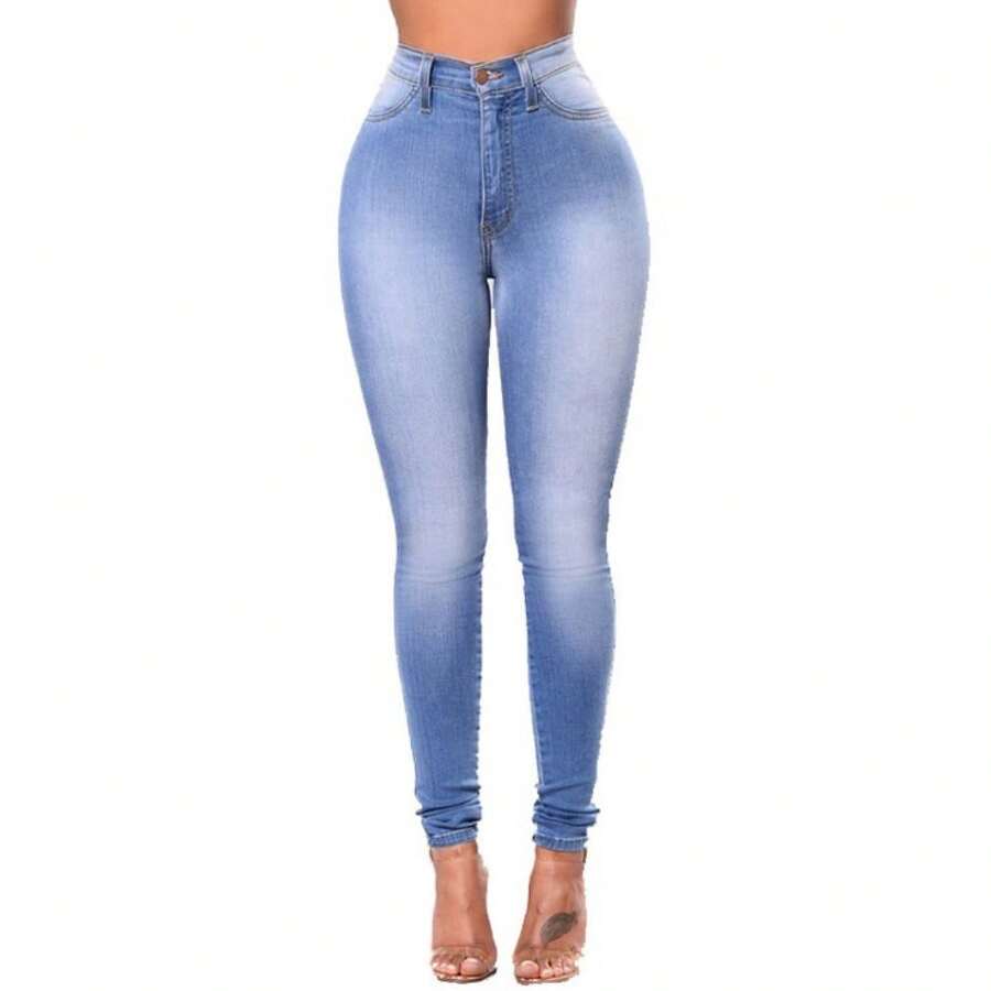 Women's Slimming Stretch Denim Jeans - Medium Blue - View 1
