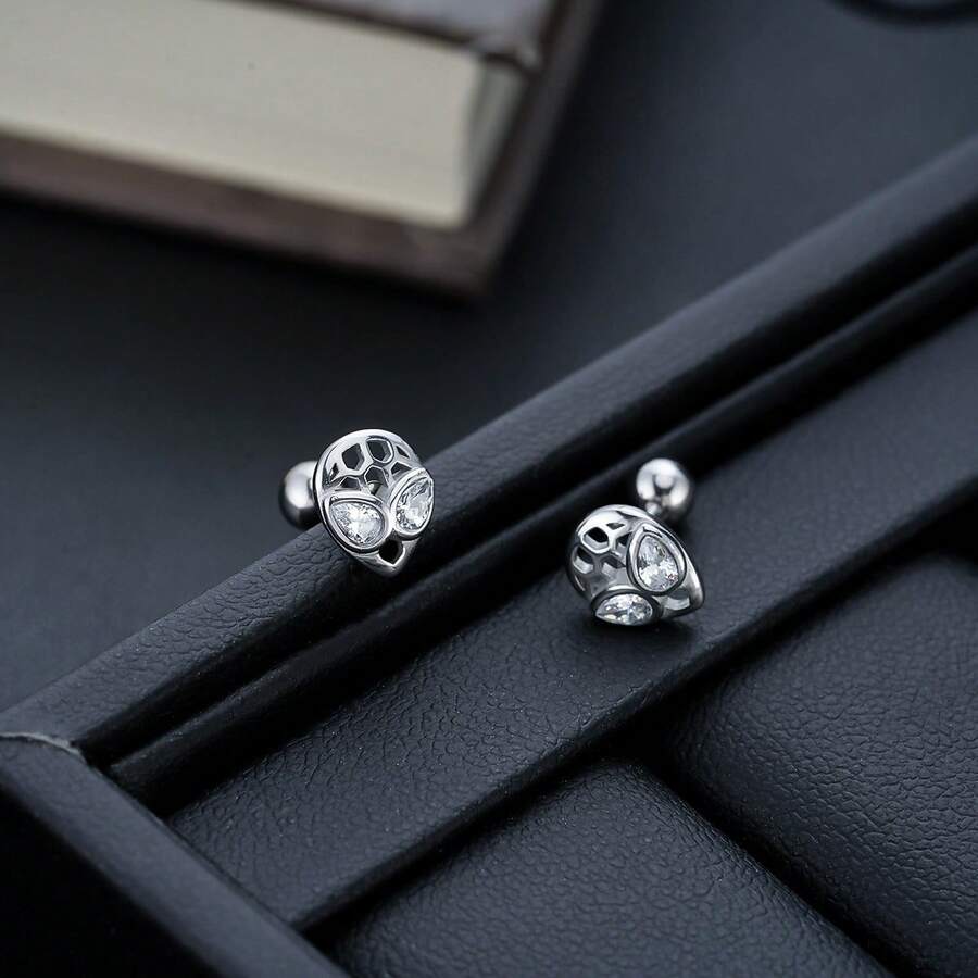 1 pièce Boucles d'oreilles avec design de masque strass, bijoux de luxe minimaliste personnalisé, convient pour un port quotidien et en cadeau - X568-A - Voir 1