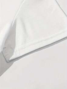 Camiseta ligera para mujer con estampado de dibujos animados de té con leche, cuello redondo informal, manga corta, 9% de elasticidad, baja capacidad - Blanco - Ver 6