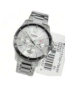 Casio MTP-1374D-2A Men's Chronograph Wristwatch, Blue Dial, Stainless Steel Band, 50M Water Resistant Quartz Watch - one-size - View 14