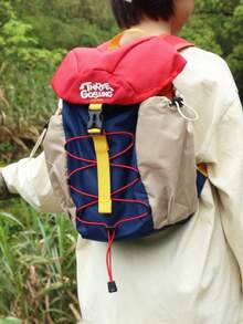Contrast Color Drawstring Backpack, Outdoor Camping Rucksack, Lightweight Travel Daypack For Men & Girl - Multicolor - View 8