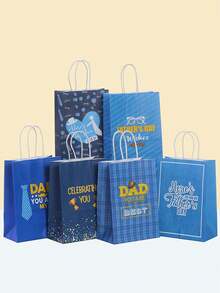 1/6 túi quà tặng Ngày của Cha, thiết kế chủ đề Ngày của Cha, bao bì giấy chắc chắn có quai xách, thích hợp làm quà tặng Ngày của Cha, sinh nhật Cha, quà tặng tiệc Ngày của Cha, túi quà tặng Ngày của Cha hoàn hảo. - D-màu xanh - Xem 9