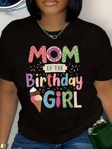 1 Piece Women's Graphic Print T-Shirt "Birthday Celebrant's Mom", Casual Party Outfit - Unisex, Suitable For Casual Daily Outings, Short Sleeve Summer T-Shirt, Retro Y2K Print T-Shirt, 180g 100% Cotton - 白色 - 查看 6