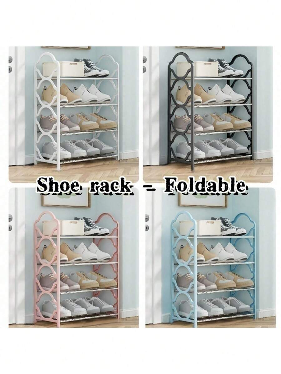 1pc Multi-Layer Storage Shoe Rack, Organizer Shoe Rack, Multi-Functional Shoe Rack, Shoe Rack Organizer, Shoe Storage Rack, Shoe Storage Unit, Thickened Shoe Rack, 4-Layer Shoe Rack, Closet Shoe Rack, Floor Shoe Rack Cabinet, Black , White , Pink, Space-Saving Stackable, Shoe Cabinet Storage, Shoe Storage, Home Decor Living Room, Home Decor, Shoe Rack Organizer