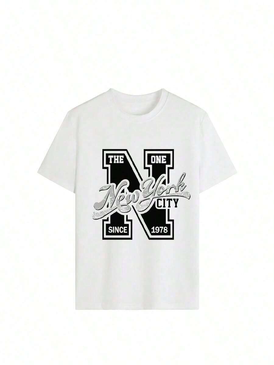 Women's Loose-Fitting T-Shirt With A Round Neck And Exquisite Print. Soft And Breathable Fabric, Comfortable To Wear, And Short Sleeves. Casual And Relaxed Fit, Versatile Style. Made From High-Quality 100% Pure Cotton (200 G). - 白色 - 查看 1