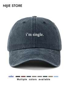 1pc Women's Minimalist Vintage Washed Baseball Cap With "I'm Single" Pattern, Adjustable Retro Dad Hat, Lightweight And Comfortable, Suitable For Outdoor Activities And Daily Wear,Beach,Travel - God's Plan Over Mine - View 11