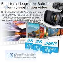 HP 耐用高速 32GB 64GB 128GB Micro SD 卡，防水，Class 10 U3，完美适用于 4K 高清拍摄，兼容性强 - 查看 3