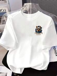 New 180gsm Short-Sleeved T-Shirt, 1% Cotton, With Prints On The Front And Back - Yorkshire Dad, Yorkshire With Sunglasses - Fashionable Printed T-Shirt For Women, Your Best Choice! - Suitable For Layering In Spring And Autumn, Or For Wearing Alone In Summer, Unisex Style. - 白色 - 查看 3