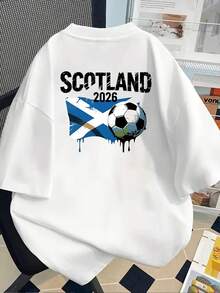 New 180gsm Short-Sleeved T-Shirt, 1% Cotton, With Front And Back Prints - Scotland, 2026 - Fashionable Printed T-Shirt For Women, Your Best Choice! - Suitable For Layering In Spring And Autumn, And For Wearing Alone In Summer, Unisex Style. - 白色 - 查看 2