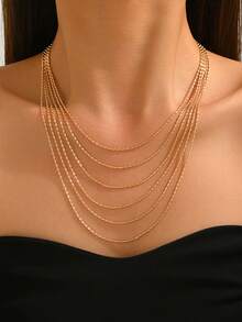 1 pieza Collar de mujer de moda multicapa, versátil y adecuado para uso diario - multicolor - Ver 2