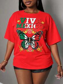 Simple And Versatile Design. Features A Butterfly Print In A Green, Red, And White Color Scheme. Suitable For Casual Wear, Sports, Office, And Home. Made Of Pure Cotton. - 紅色 - 查看 3