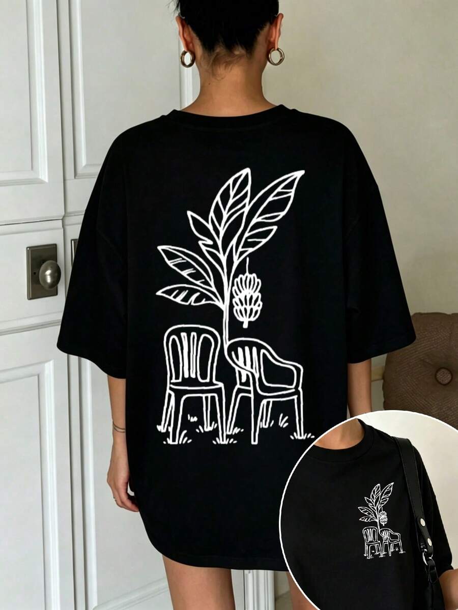 Summer Oversized Tops, 100% Cotton Women's Tops, Women's Concert Costumes, Unisex T-Shirts, Women's Shirts - Black - View 1