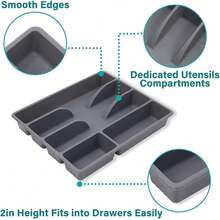 1 Estante organizador de almacenamiento, caja, estante para cubiertos, bandeja para cubiertos, estante de almacenamiento de cubiertos de plástico - Ver 8