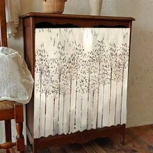 1件白色桦树森林鸟类印花涤纶短绒桌布，非常适合用作厨房橱柜帘，方便悬挂，家居装饰，适用于厨房橱柜、洗衣柜、储物柜，也可作短窗帘使用。 - 彩色 - 查看 12