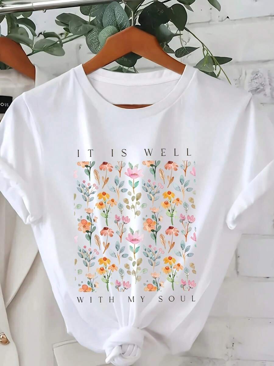 Women's San Francisco Print T-Shirt, Casual Short Sleeve Top For Women, Comfortable Fit, Matching Sister Sets, Outdoor Travel Essential, Women's T-Shirt, Spring/Summer T-Shirt. - 白色 - 查看 1
