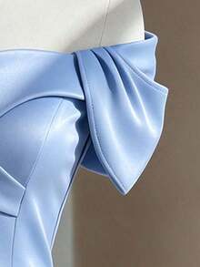 Blusa corta elegante de estilo francés con diseño plisado, cintura ceñida, efecto estilizante, de moda, de alta gama, refinada, para verano - Azul - Ver 6