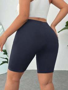 Pantalones Cortos de Compresión de Talla Grande  Negros de Secado Rápido y Refrigeración - Neblina azul - Ver 2