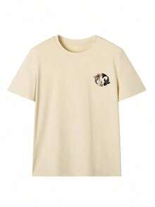 Camiseta de mujer de manga corta con cuello redondo y estampado de peces koi, de estilo casual y versátil para el verano--Camiseta de algodón suave, cómoda y holgada para uso casual. - Caqui - Ver 4