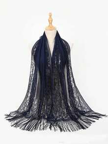 1pc Hollow Lace Tassel Scarf/Shawl/Beach Wrap - Multicolor - View 2