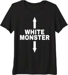 Premium Tri-Blend T-Shirt With White Monster Design And Up And Down Arrows - Black - View 1