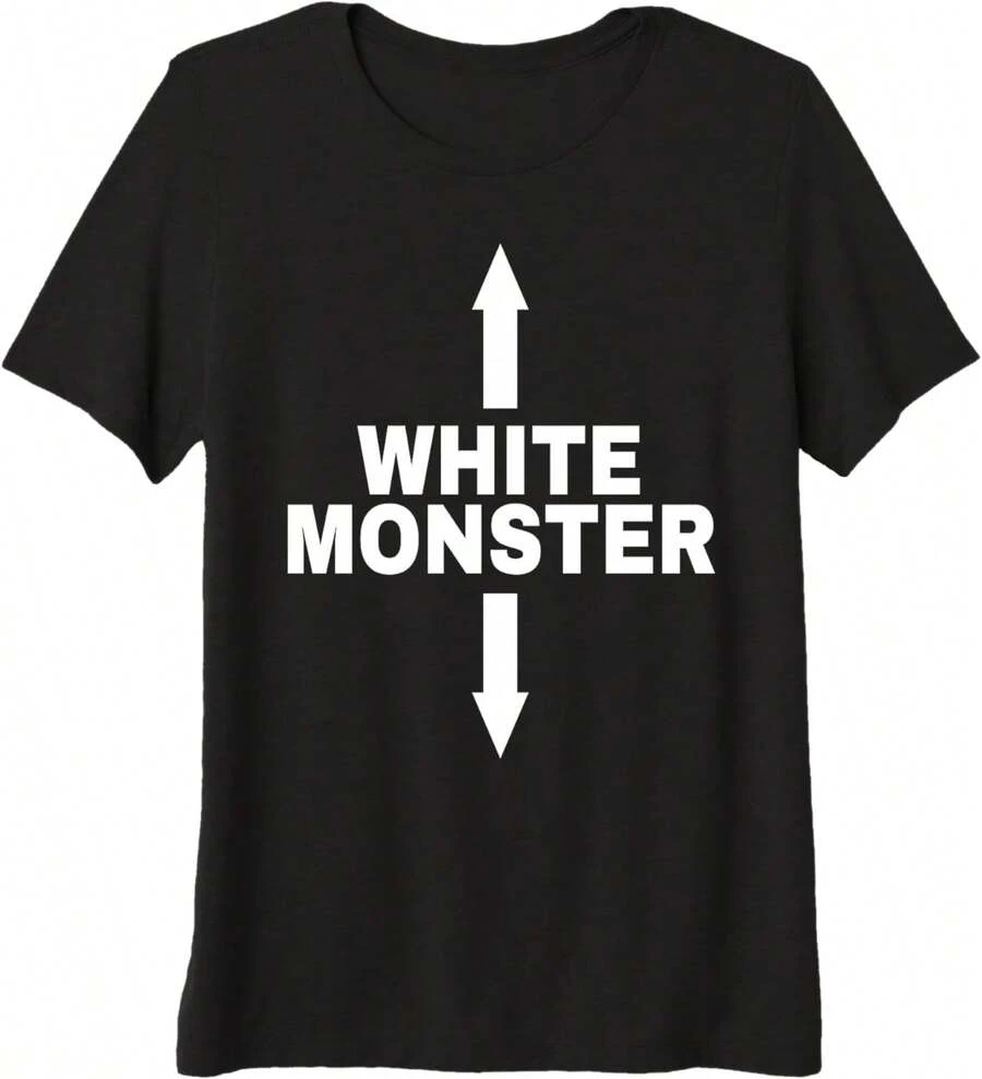 Premium Tri-Blend T-Shirt With White Monster Design And Up And Down Arrows - Black - View 1