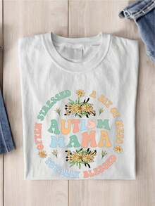 T-Shirt For Moms Of Autistic People, Always A Little Stressed And A Little Messy, Autism Awareness T-Shirt, Gift For Autistic Moms, Autism T-Shirts, Mother's Day EW-310 - 白色 - 查看 6