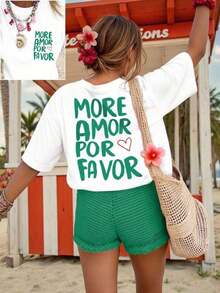 Women's Casual Graphic Short Sleeve T-Shirt, Streetwear Style, Cute Summer Top, ChristmasPrinted Round Neck Short Sleeve Women's Tee - Daily Casual, S - 白色 - 查看 13