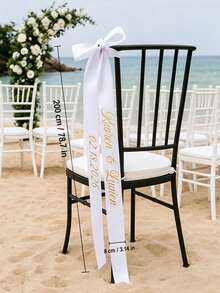 1/2/10pcs Ruban de siège de mariage personnalisé avec nom, décoration de chaise réservée personnalisée pour la réception, étiquettes de cartes de place souvenir pour la fête prénuptiale, cadeau de mariage rustique - Multicolore - Voir 9