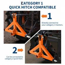 2-Inch 3-Point Drawbar Adapter, Compatible With Cat 1 Tractor Trailer, 3-Point Hitch Receiver, Trailer Ball Mount, Standard Category Tractors - A - View 5