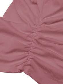 Camiseta básica minimalista y casual, camiseta blanca de mujer de manga corta, cuello redondo, ajuste ceñido, de canalé y elástica para el verano - Rosa - Ver 7