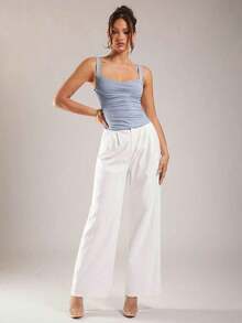 Camiseta de tirantes de unicolor minimalista para mujer - Azul - Ver 4