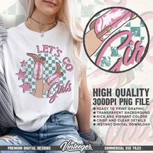 Go Girls | Retro Cowgirl Style Sublimation | Instant Download | Cowgirl Boots PNG | Retro Cowgirl Shirt | Western Girl PNG | Country Of Papua New Guinea - 白色 - 查看 2