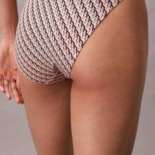 Calvin Klein Graphic Monogram Microfiber Stretch High Waist Bikini QF8705  Thongs For Women Underwear - Mini Stepping Logo Bright Peach - View 6