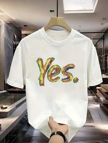 1 Piece Of Men's Heavyweight Cotton Short-Sleeved T-Shirt With Brand Print, New, Casual, Loose And Versatile For Summer, 180g, 100% Cotton. - 白色 - 查看 7
