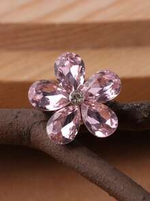 1pc Red Flower Glass Brooch, 5 Color Options Available - Red - View 3