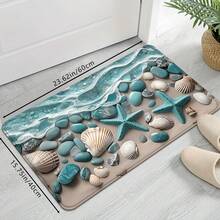 1件/2件/3件裝 海灘海星與貝殼印花廚房地墊，柔軟防滑地毯，吸水易清潔，廚房裝飾 - 彩色 - 查看 11