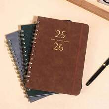 1pc Annual Planner Notebook | Spiral Binding Design | Schedule Management / Habit Tracker / Record Multi-Functional Notebook, 2026 Jan-Dec Weekly Monthly Planner, Leather Spiral Bound Office Diary Calendar Memo Pad Student Writing Notepad - Multicolor - View 10