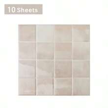 shiny home Peel-And-Stick Splash Guard - 1/5/10 Pieces 10.5 Inches * 10.5 Inches - 3D Self-Adhesive Peel-And-Stick Tile Splash Guard Suitable For Kitchen, Bathroom, And Wall Tiles. Checkerboard Pattern. - Beige - View 13