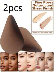 2/1 Set High Quality Asymmetric Double-Sided Makeup Sponge Set, Soft Makeup Sponge Suitable For Foundation, Concealer, Beginner-Friendly, Alcohol-Free, Suitable For Normal Skin, Hydrophilic PU Material, Perfect For Makeup Application, Soft Texture Makeup Sponge - Multicolor - View 13