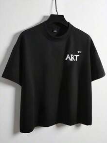 Short-Sleeved T-Shirt With Embossed Floral Print, Urban Style, For Men And Women, Suitable For Outdoor Activities, Music Festivals, Daily Wear And Meetings With Friends. - 黑色 4 - 查看 5