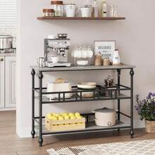 Konsolentisch 109 cm – Schmaler 3-stufiger Beistelltisch für Sofa und Eingangsbereich mit Ablagefächern – Modernes Holzmöbelstück für Wohnzimmer, Flur und Schlafzimmer - Grau - Übersicht 8