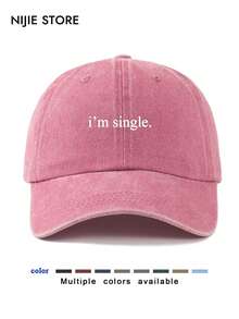 1pc Women's Minimalist Vintage Washed Baseball Cap With "I'm Single" Pattern, Adjustable Retro Dad Hat, Lightweight And Comfortable, Suitable For Outdoor Activities And Daily Wear,Beach,Travel - God's Plan Over Mine - View 6