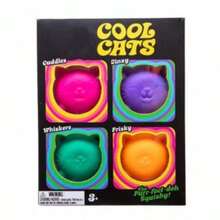Cats Squishy, 4 Pack Sugar Ball Designs, Anxiety Relief Squeeze For Sensory Play, Sensory Fidget, Slow Rising Squishy Stress Balls - Multicolor - View 12