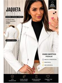 Women's Leather Jacket With Zipper, Elegant Winter Style, Immediate Shipping, Autumn And Winter - trắng - Xem 2