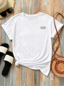 New Short-Sleeved T-Shirt, 180g, % Cotton, With Prints On The Front And Back - Hearts And Rainbow Elements - Fashionable Printed T-Shirt For Women, Spring/Summer, Suitable For All Seasons,  Clothing - Can Be Worn As A Base Layer In Spring And Autumn Or Alone In Summer, Unisex. - 白色 - 查看 3