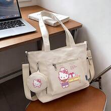 Miniso 三丽鸥Hello Kitty白色休闲多功能大容量手提包两件套，带可拆卸零钱包，多种携带方式，适合工作、旅行、购物和日常使用。 - 白色 - 查看 3