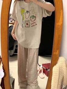 Women's Summer Top. Pure Cotton Women's Short-Sleeved T-Shirt With A Unique Printed Design. New Summer Style, Loose Fit, Armhole Sleeves, Slimming Top For Students, Women's Clothing. Relaxing And Comfortable. - 白色 - 查看 9