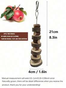 1pc Small Animal Chewing Toy Natural Apple Wood Block Cage Hanging Grinding Snack, Suitable For Hamsters, Rabbits, Bunnies, Birds, Parrots, Gerbils, Squirrels - View 4